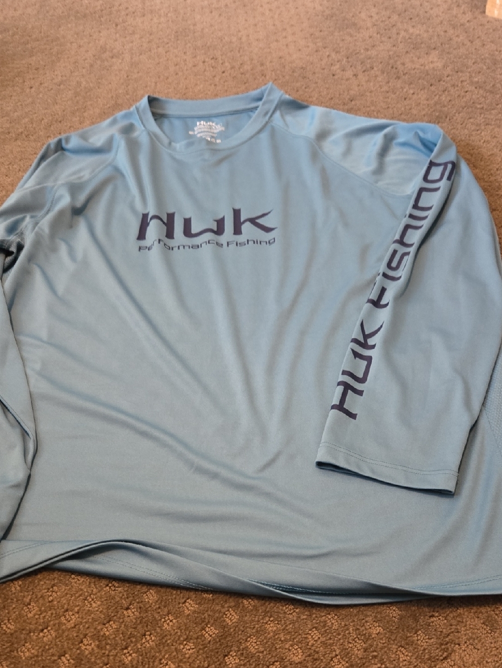 Huk Light Blue Long Sleeve Performance Fishing Shirt